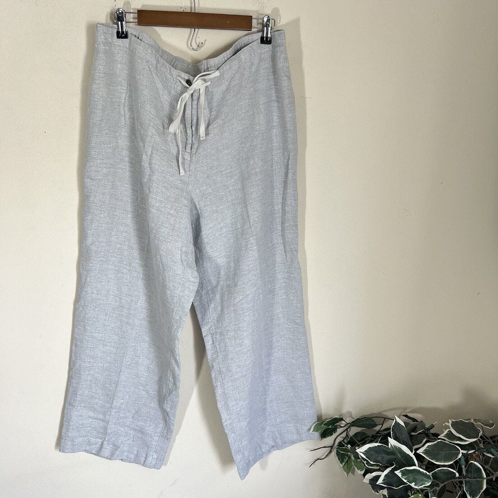 SOFT SURROUNDINGS Women's Linen Nylon Blend Pants Straight Leg Lagenlook PXL